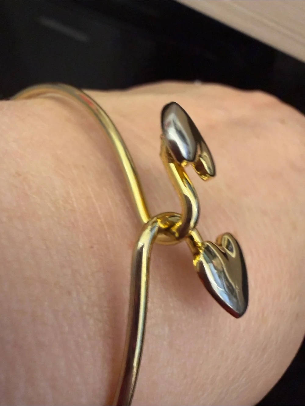 Gold Heart Duo Bangle Bracelet - Women Jewelry